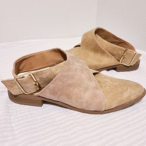 Qupid Taupe Slingback Buckle Mules